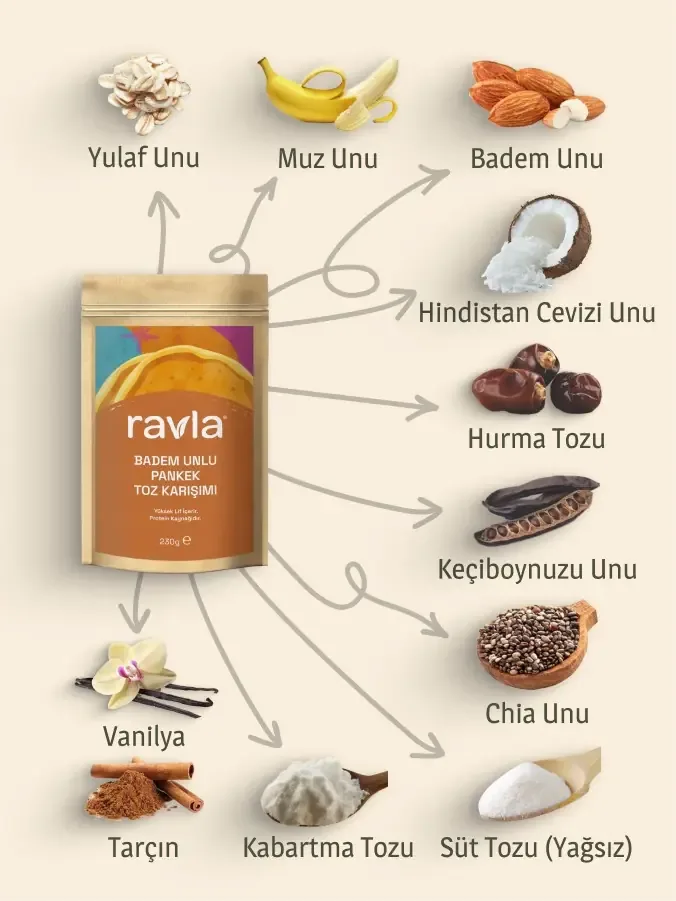 Ravla Badem Unlu Pankek Toz Karışımı 230 gram