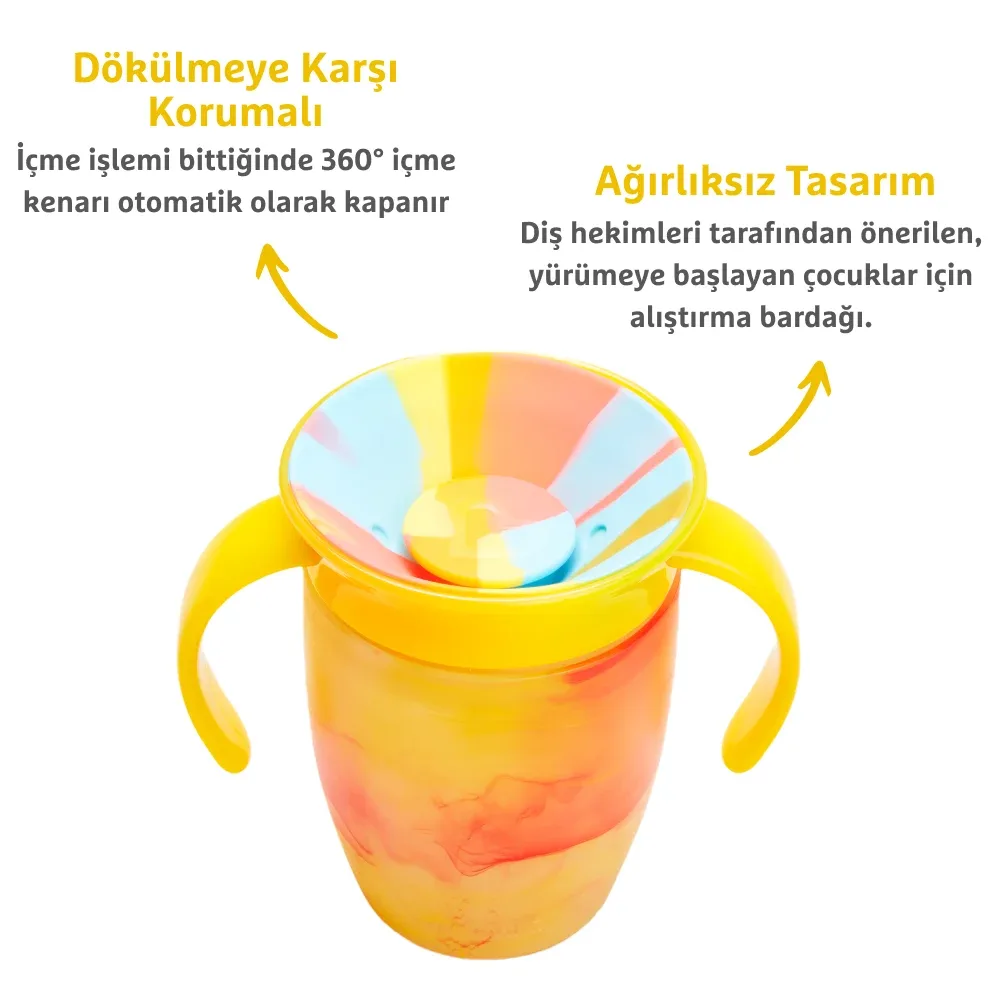 Munchkin Mucize 360° Tropikal Kulplu Alıştırma Bardağı 207 ml