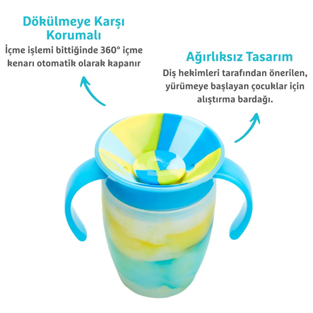 Munchkin Mucize 360° Tropikal Kulplu Alıştırma Bardağı 207 ml