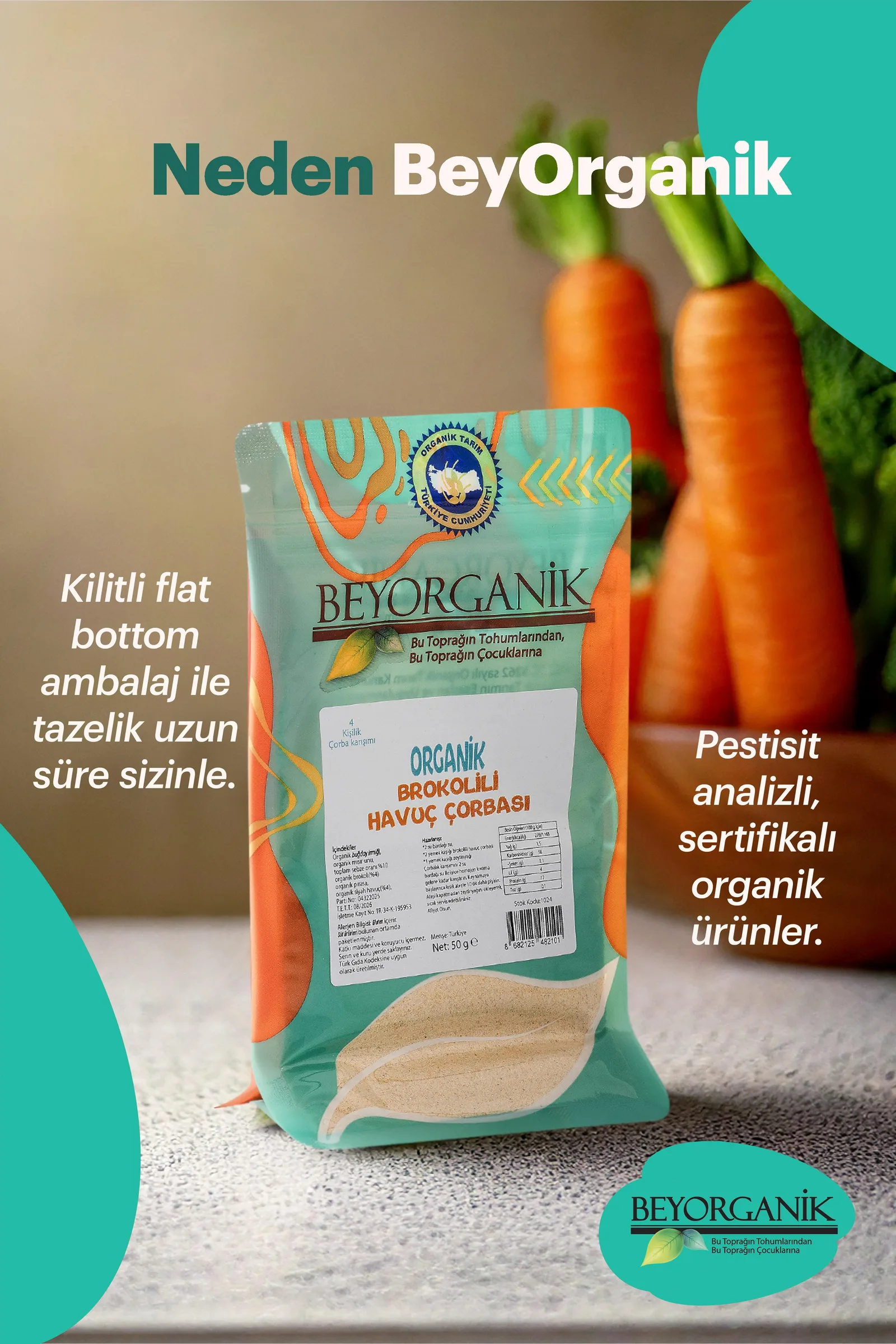 Beyorganik Organik Brokolili Havuç Çorbası 50gr (10 Dakikada