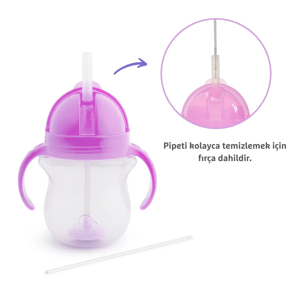 Munchkin tıklama kilitli uçlu alıştırma bardağı, mor, 207 ml