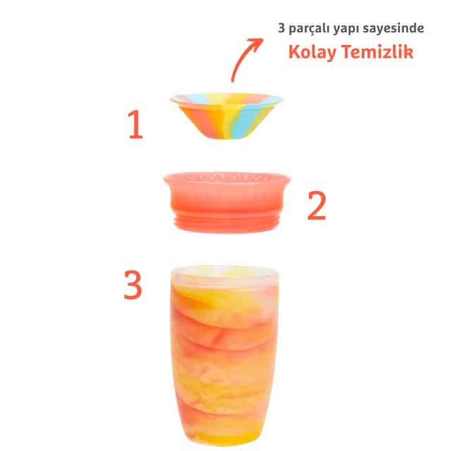 Munchkin Mucize 360 tropikal desenli alıştırma bardağı, 296 ml