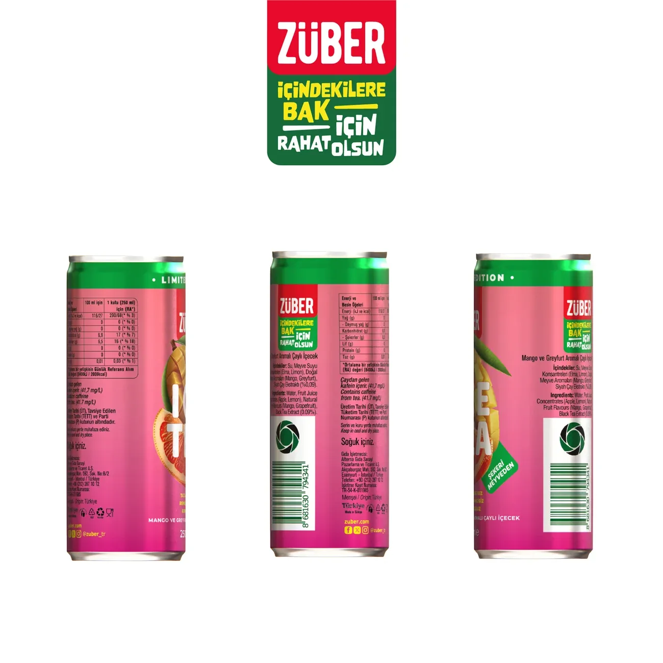 Züber Ice Tea Mango ve Greyfurt 250 ml