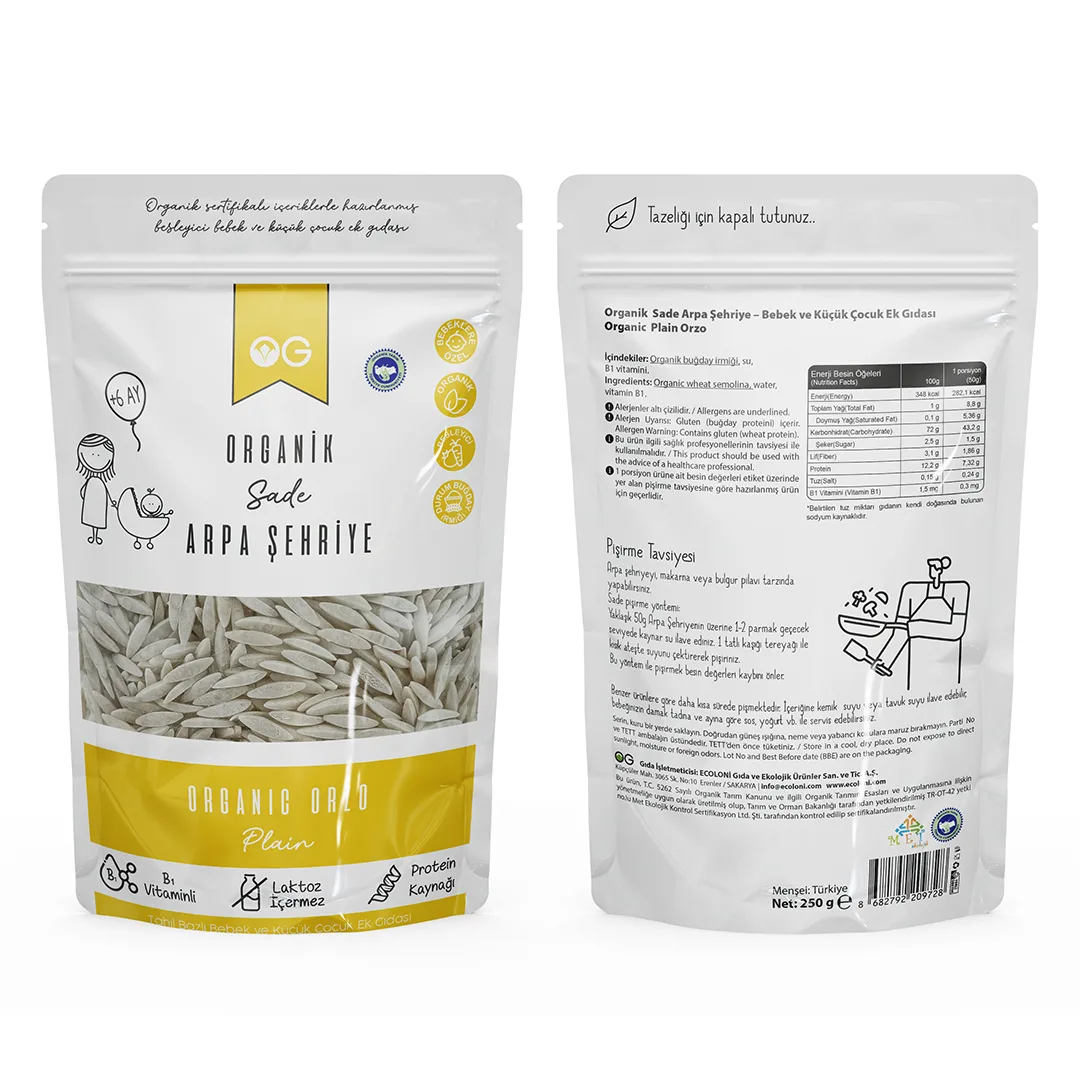 OG Organik Sade Arpa Şehriye 250 Gr 6 Ay