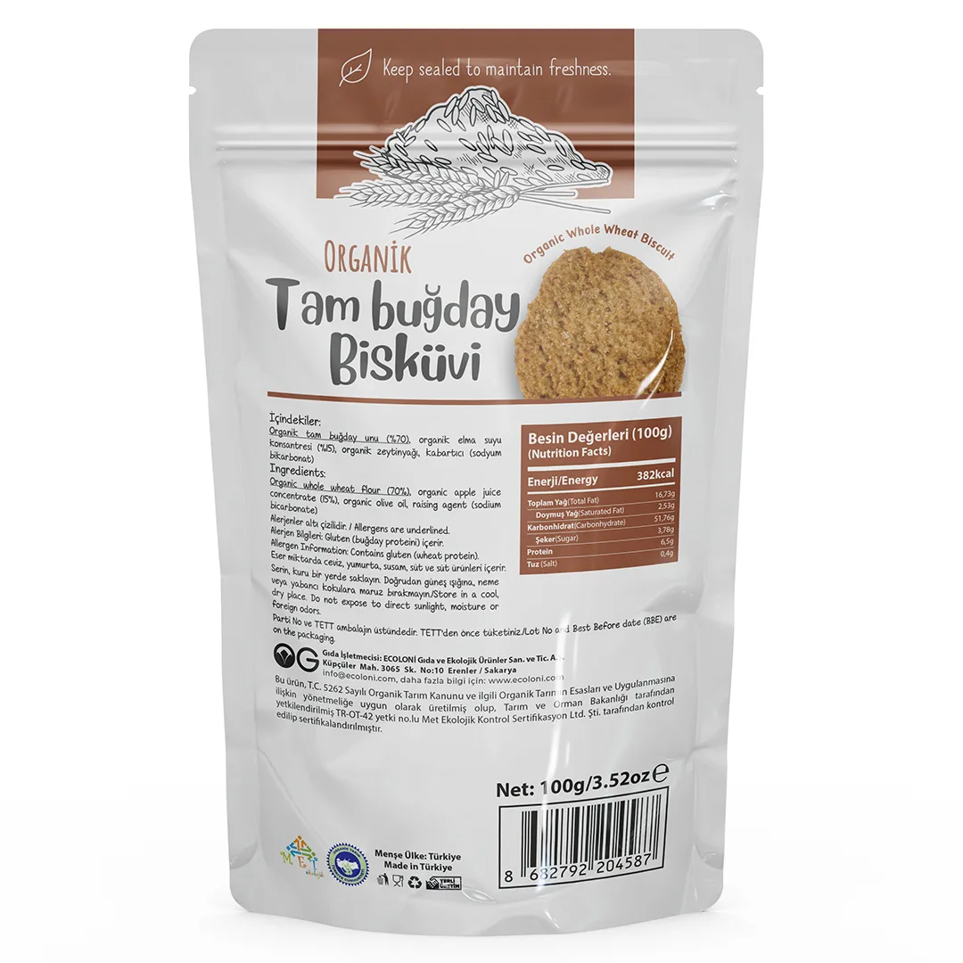 OG Natural Organik Tam Buğday Bisküvi 100 g