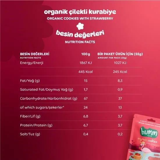 Humm Organik Çilekli Kurabiye