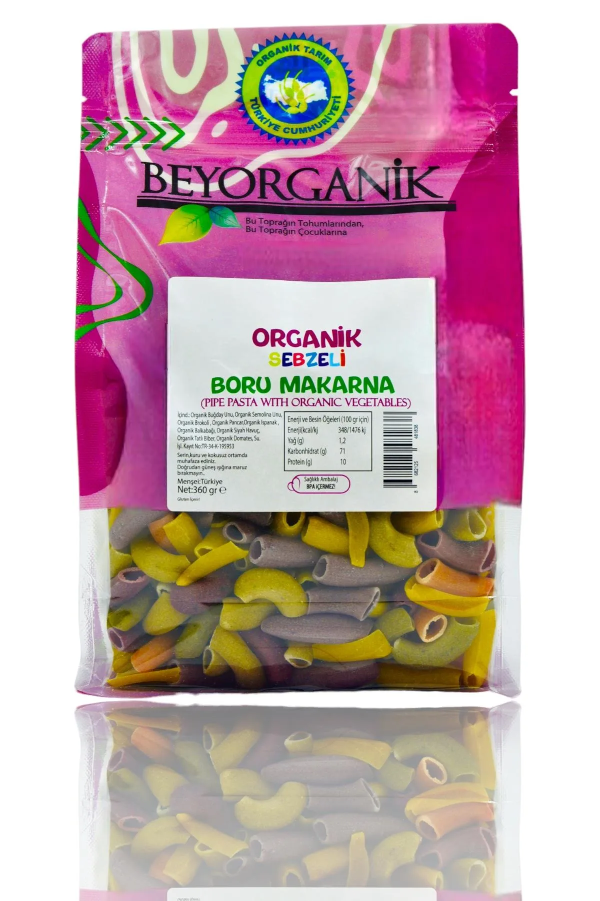 Beyorganik organik sebzeli boru makarna 360 g