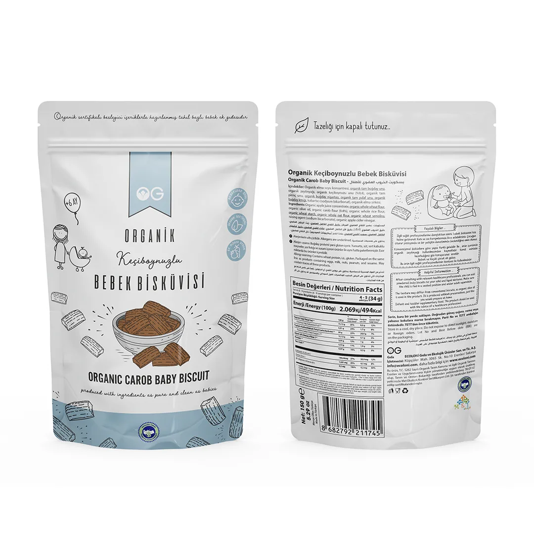OG Natural Organik Keçiboynuzlu Tam Tahıllı Bebek Bisküvisi 150 g