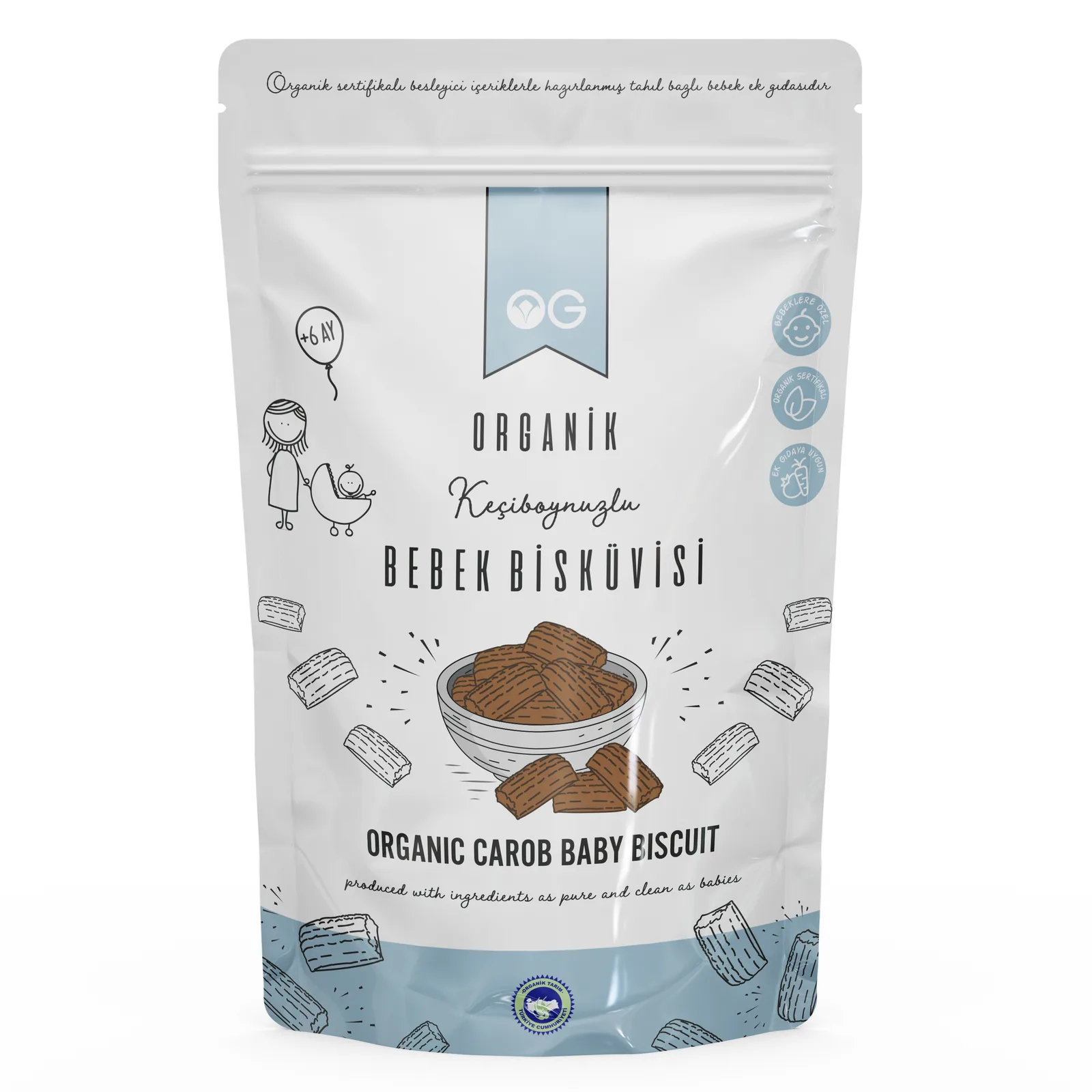 OG Natural Organik Keçiboynuzlu Tam Tahıllı Bebek Bisküvisi 150 g