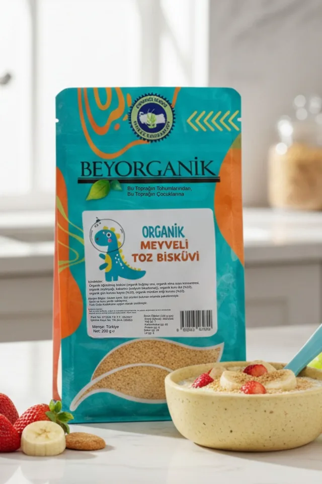 Beyorganik Organik Meyveli Toz Bisküvi