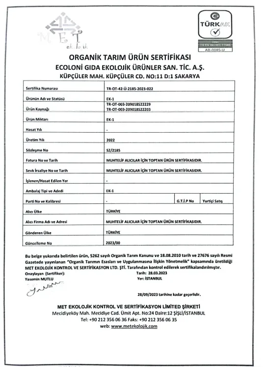 OG Natural Organik Tam Buğday Unu 8 Ay 250 GR