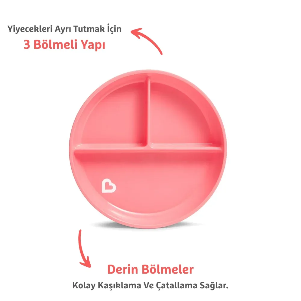 Munchkin Sabit Vakumlu Beslenme Tabağı 6 Ay+ 3 Bölmeli