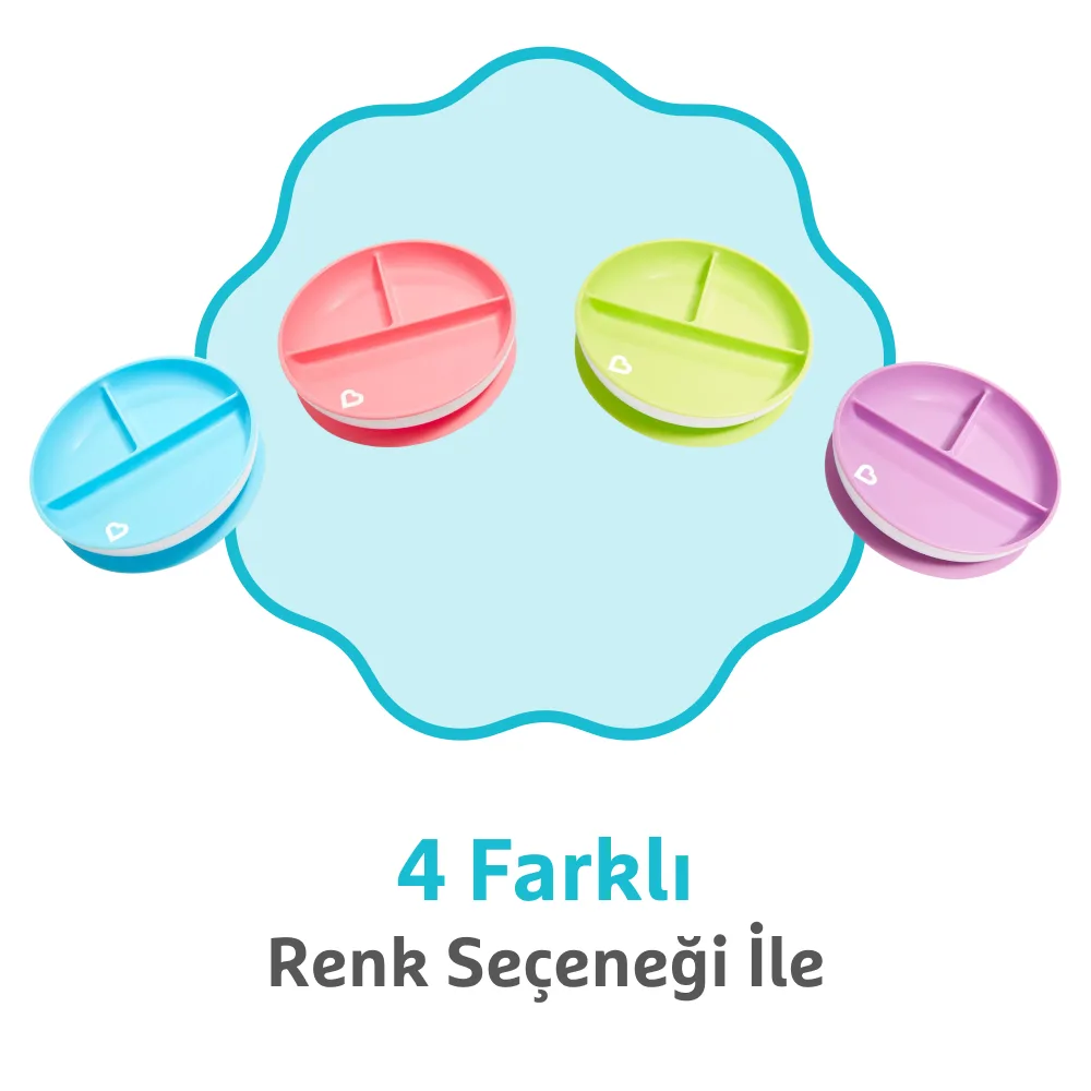 Munchkin sabit vakumlu 3 bölmeli beslenme tabağı