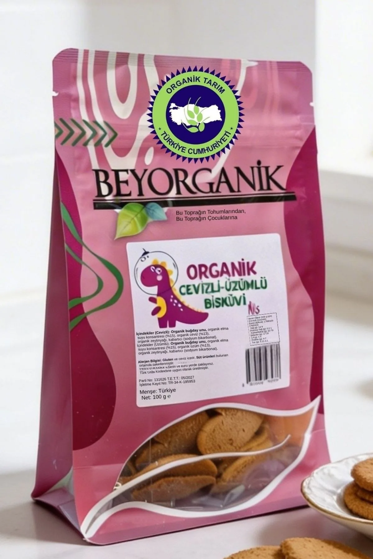 Beyorganik organik cevizli üzümlü bisküvi miks 100 g