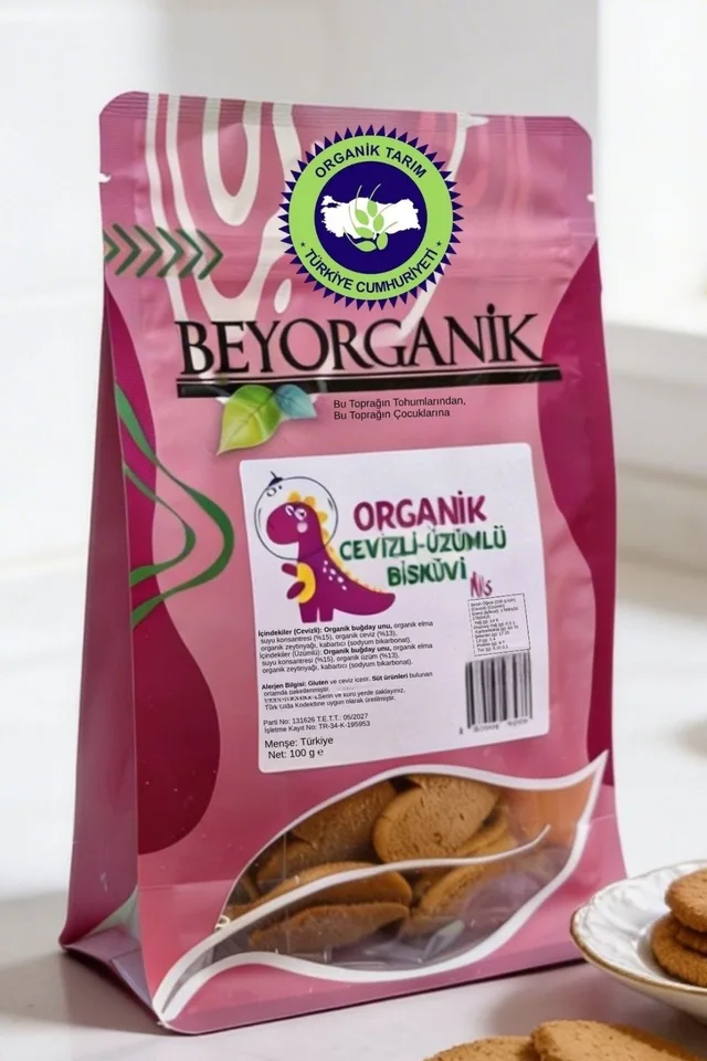 Beyorganik organik cevizli üzümlü bisküvi miks 100 g