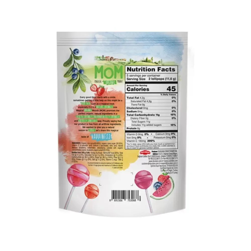 Mom Organik Lolipop (Çilek, Karpuz, Yaban Mersini ve C Vitamini) ...