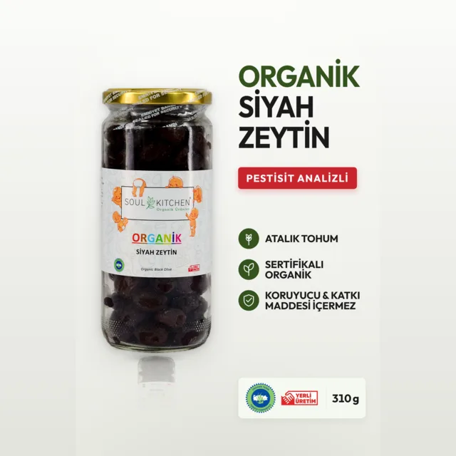 Soul Kitchen Organik Siyah Zeytin 310 GR