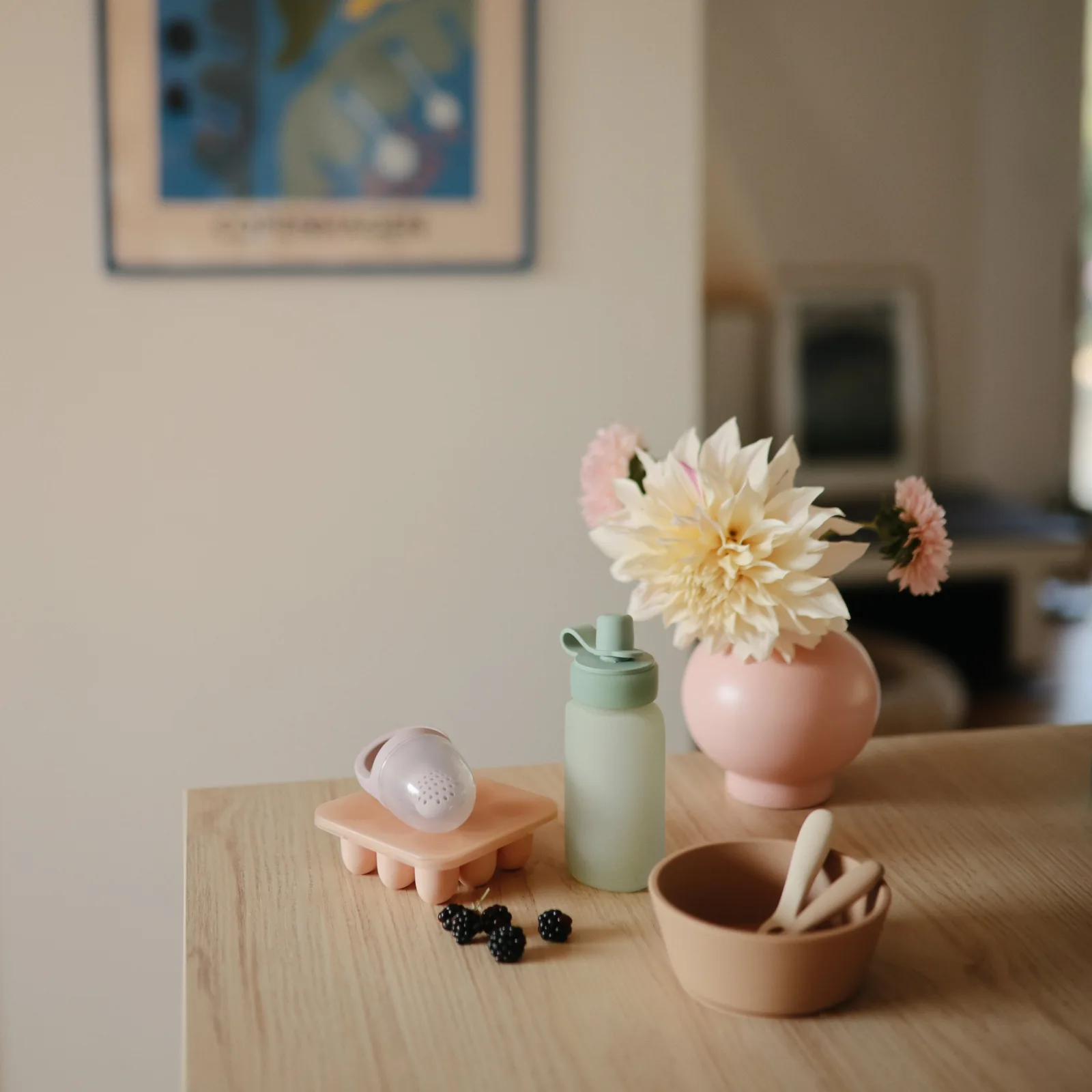 Mushie Silikon Püre Şişesi 2'li Set - Blush