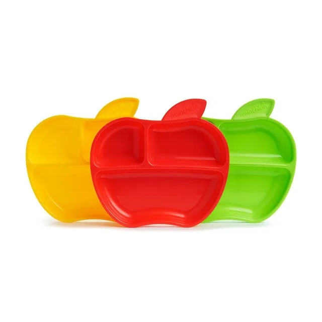 Munchkin elma şekilli 3 bölmeli tabak, 3'lü set