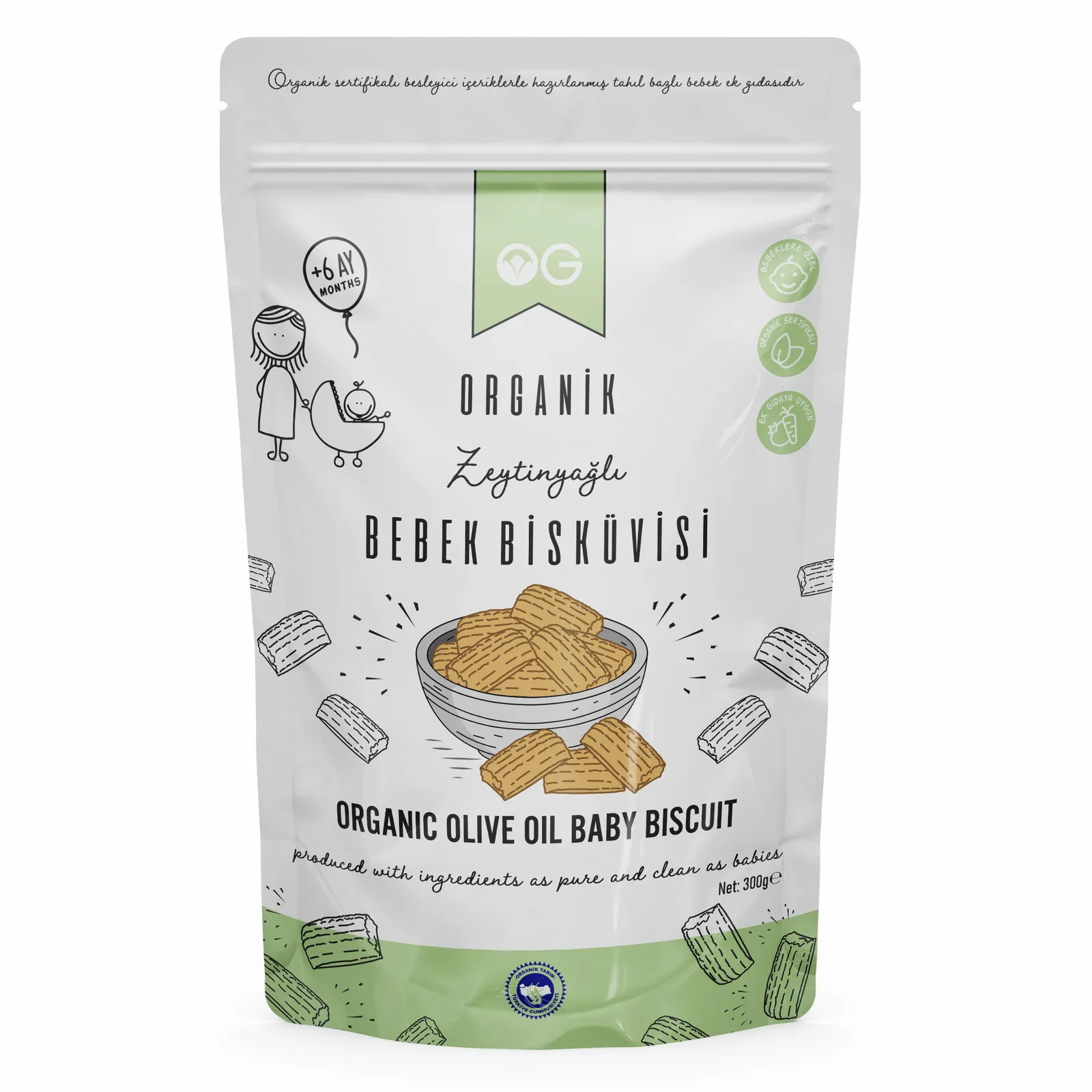 Organik Zeytinyağlı Bebek Bisküvisi 300 G (+6 Ay)