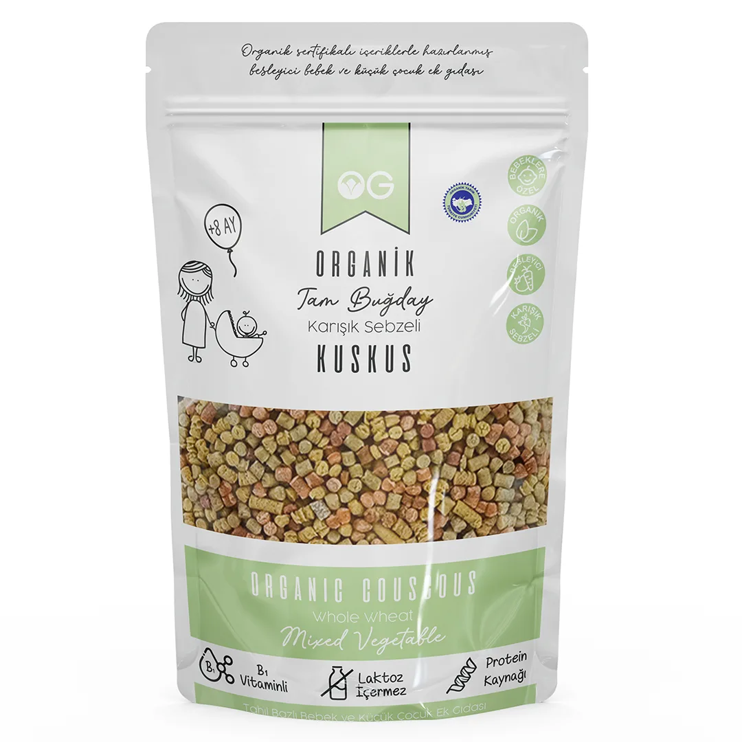 Organik Karışık Sebzeli Tam Buğday Bebek Kuskus 250 Gr 8