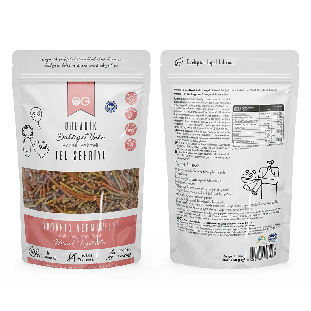 OG Organik Karışık Sebzeli Bakliyat Unlu Tel Şehriye 180 G