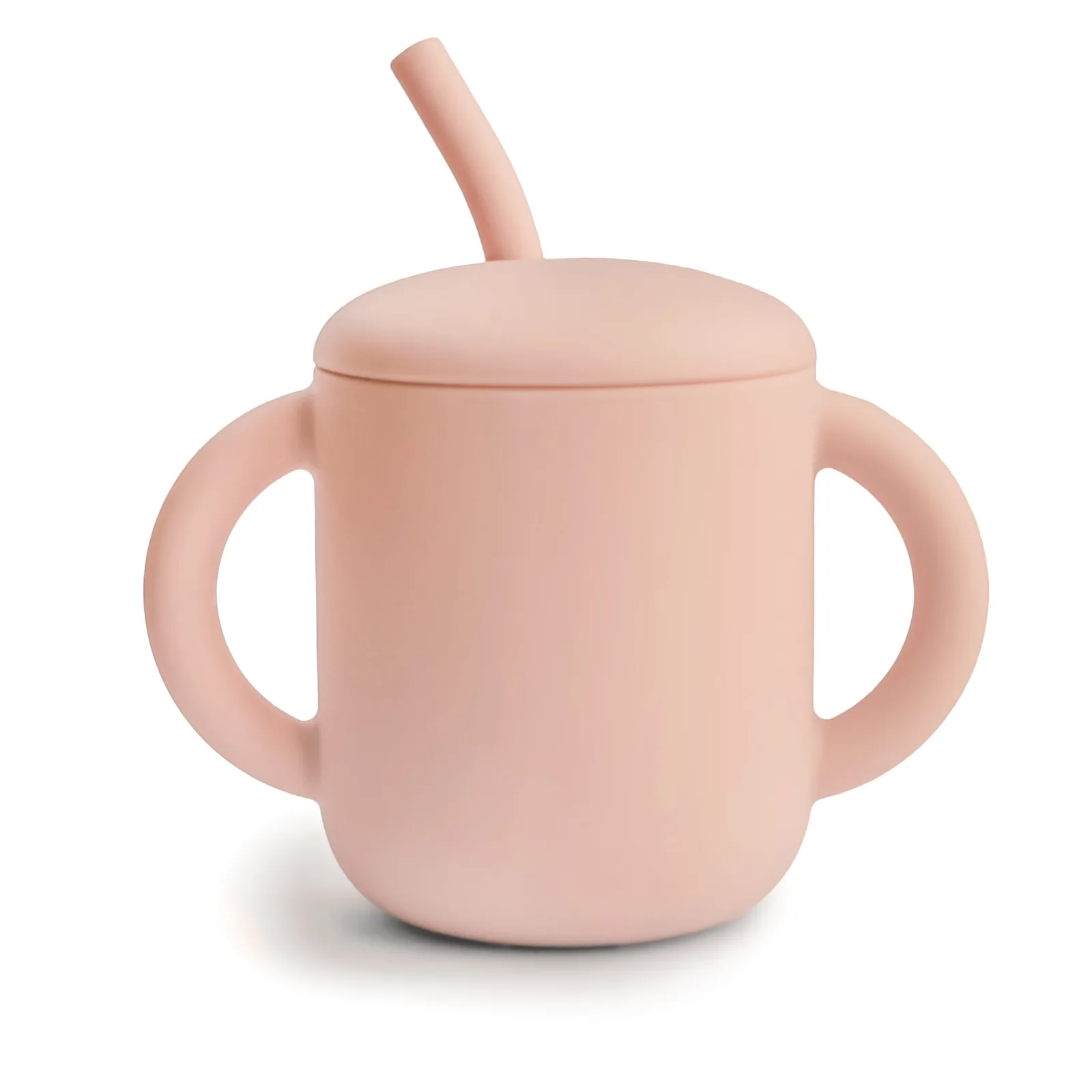 Mushie Pipetli Silikon Alıştırma Bardağı - Blush