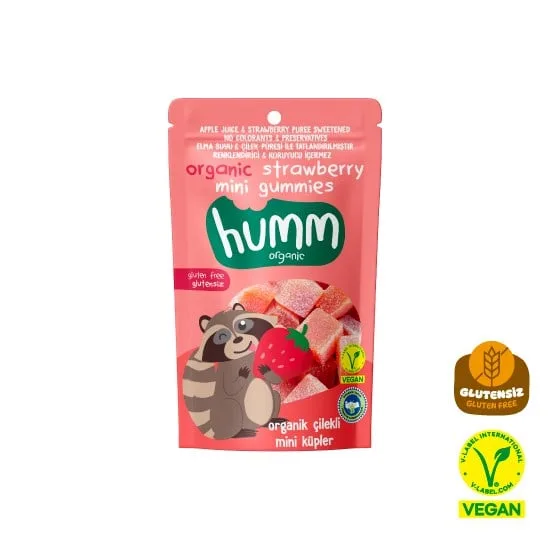 Humm Organik Glutensiz Vegan Çilekli Mini Küpler 30 g