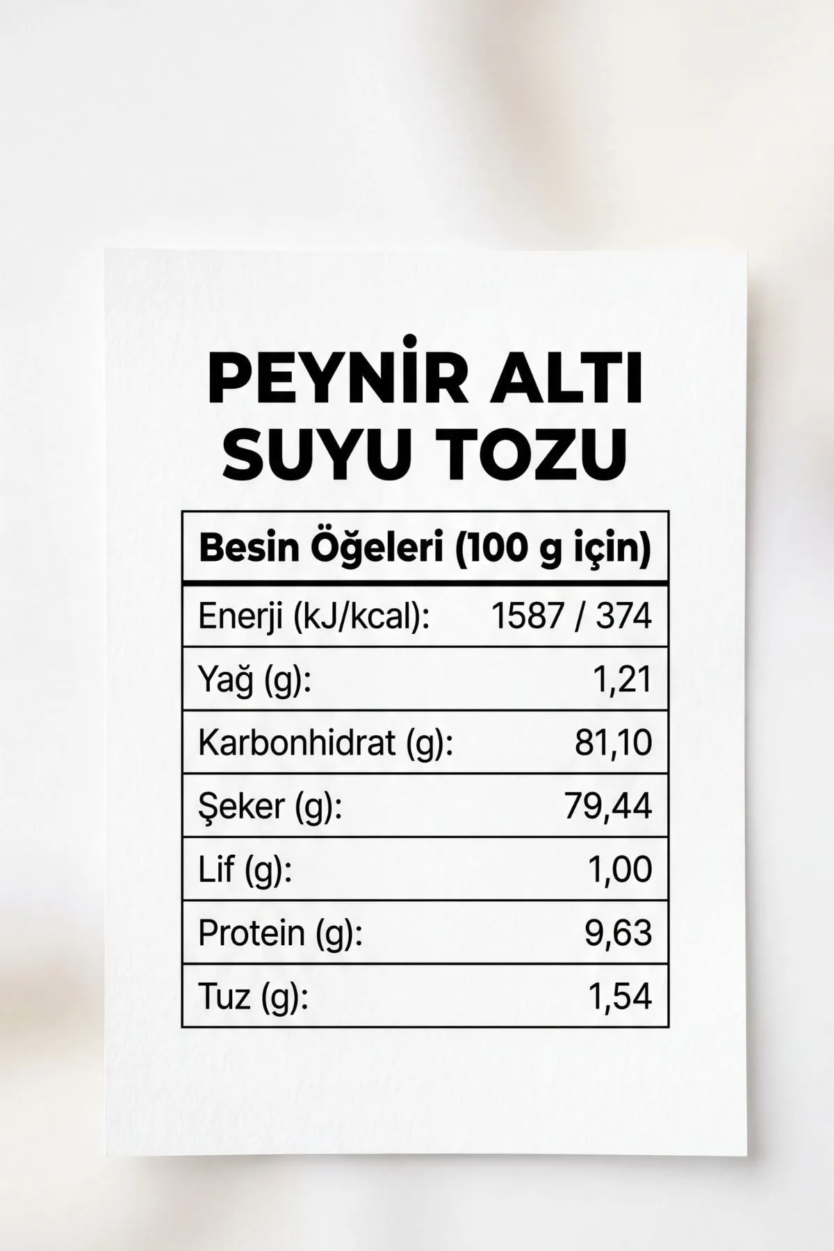 Beyorganik Peynir altı suyu tozu