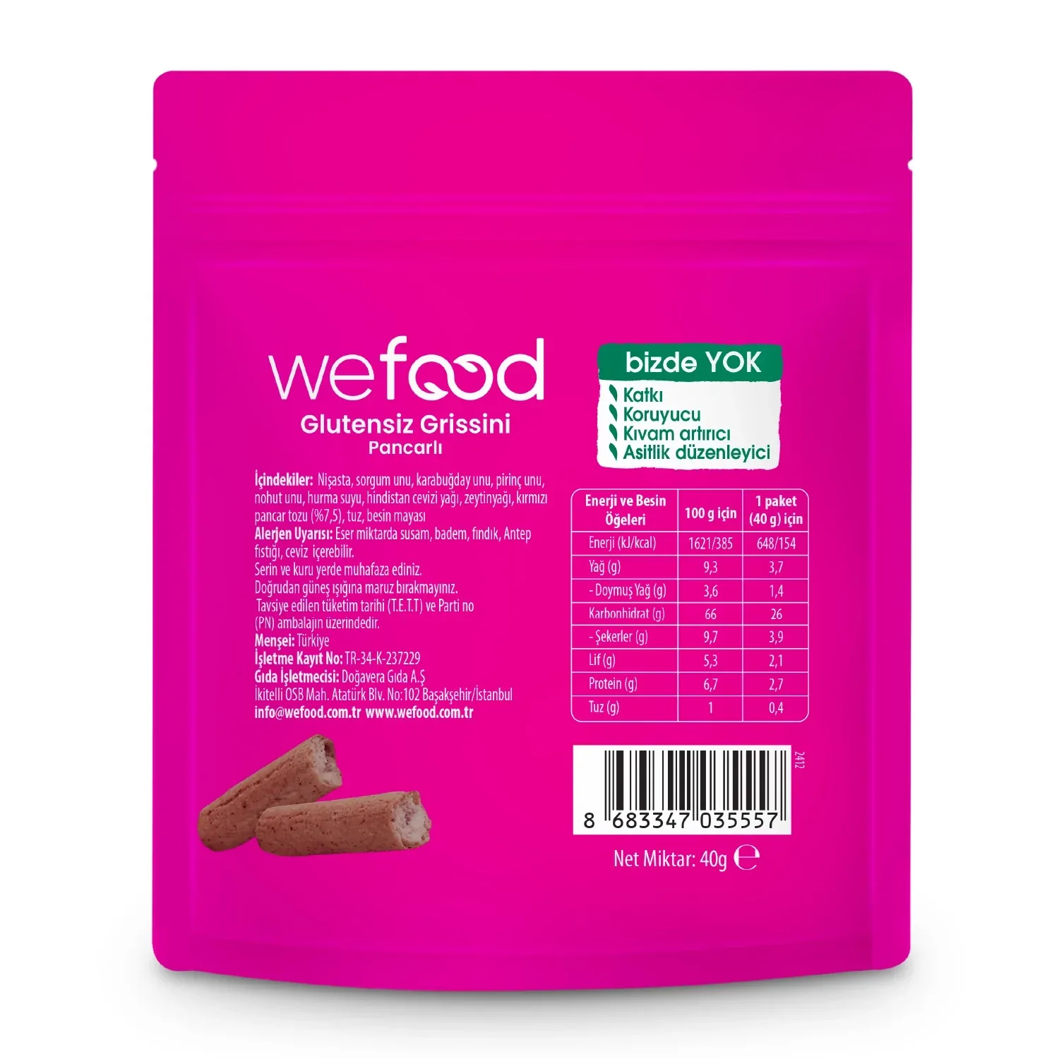 Wefood Glutensiz Pancarlı Grissini