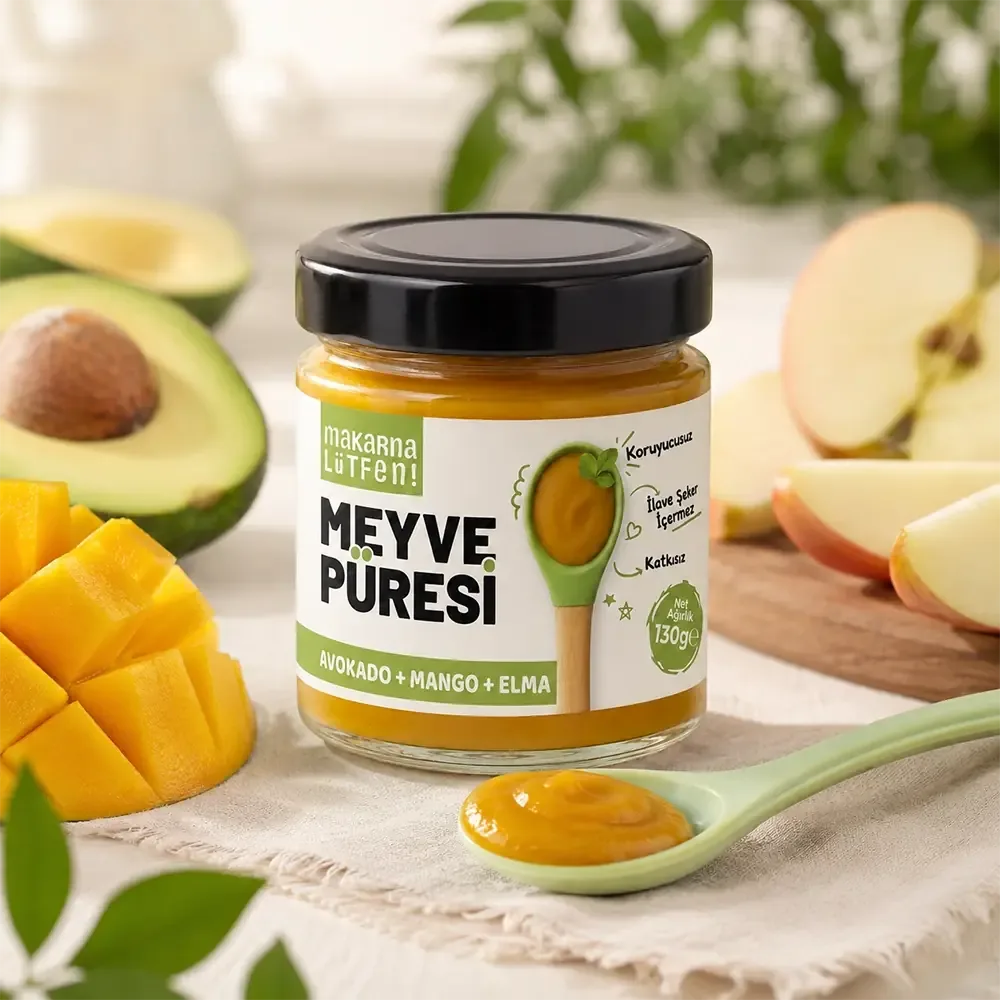 Makarna Lütfen Avokado Mango Elma Meyve Püresi 130 g 4 Ay+