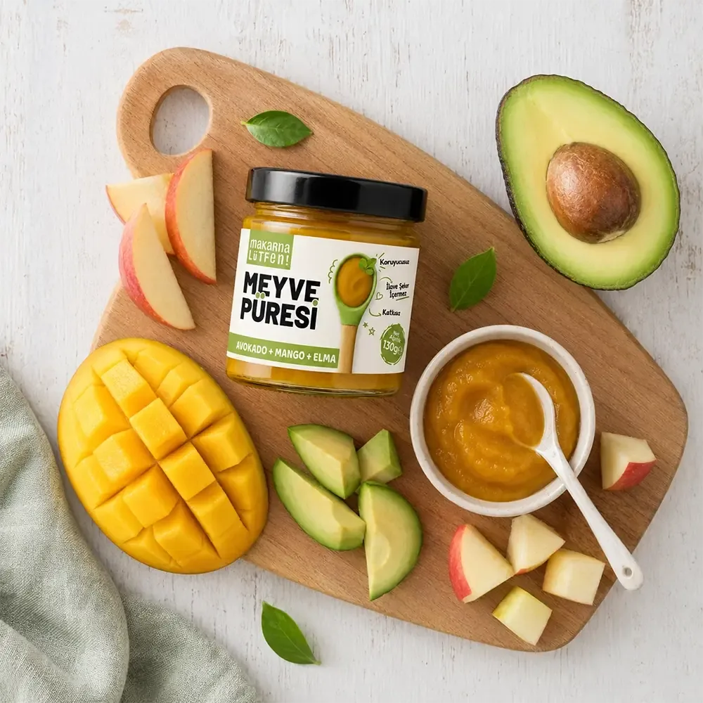 Makarna Lütfen Avokado Mango Elma Meyve Püresi 130 g 4 Ay+