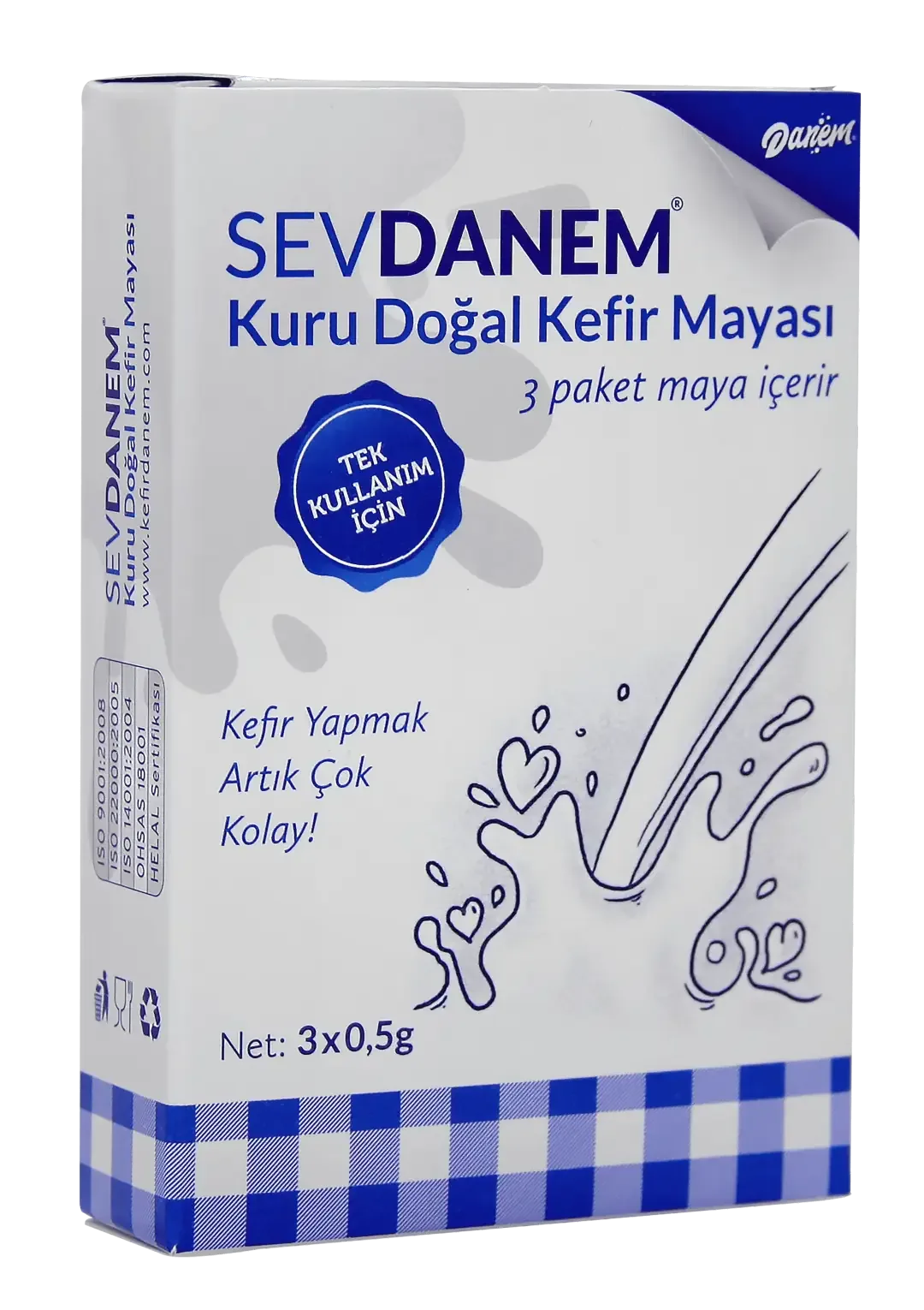 Danem SevDanem Hazır Kefir Mayası 3 x 0,5 g 6 Ay+