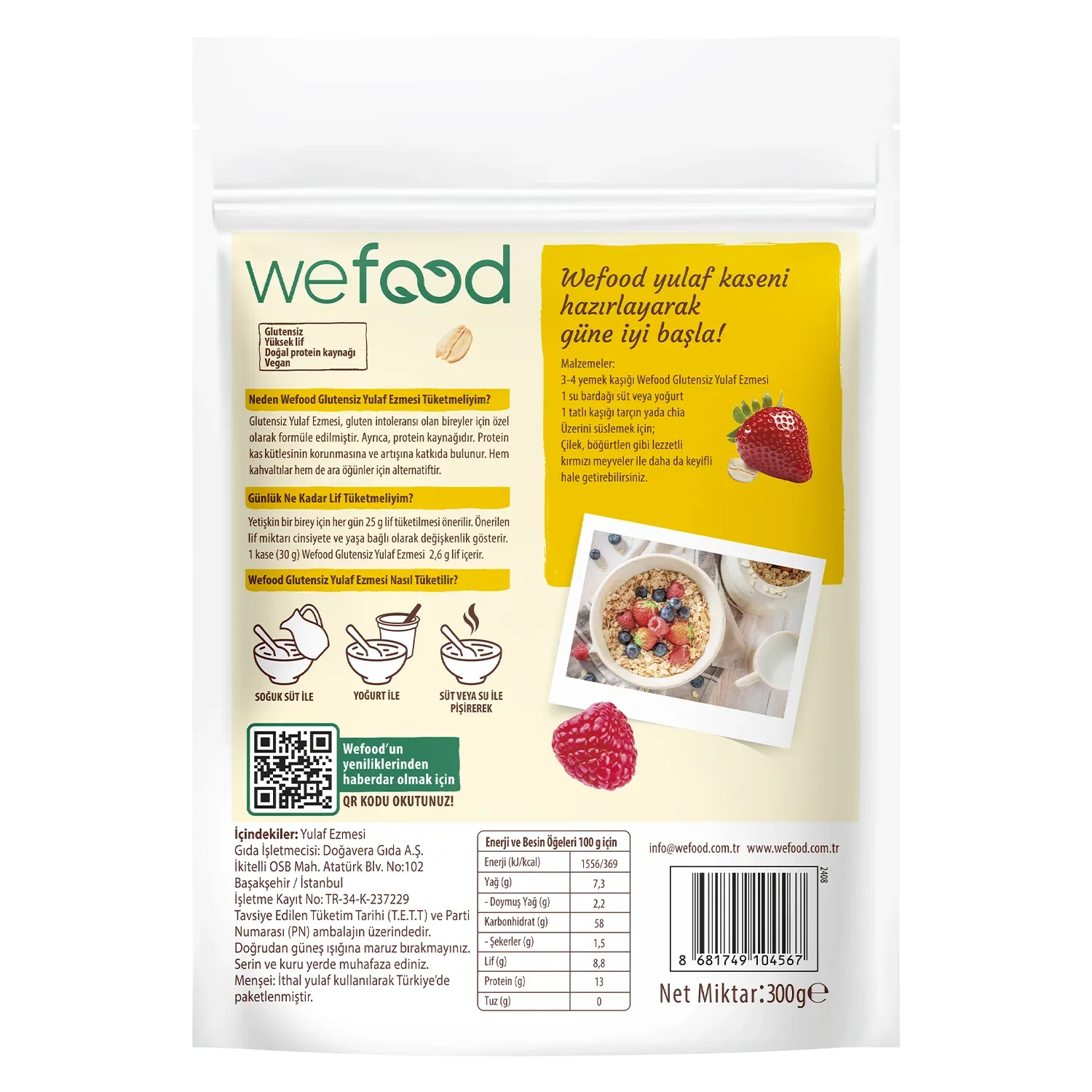 Wefood Glutensiz Yulaf Ezmesi 300 g