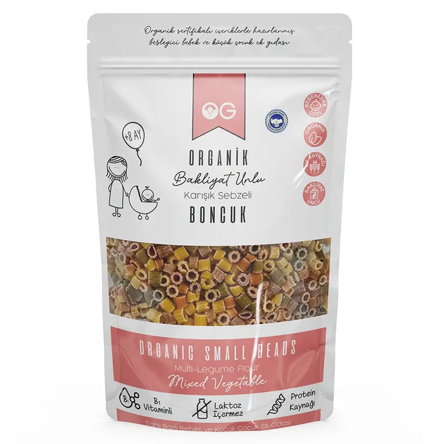 Organik Karışık Sebzeli Bakliyat Unlu Boncuk Makarna 200 Gr 8