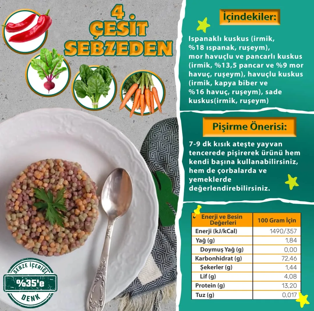Makarna Lütfen Karışık Sebzeli Kuskus (5 Sebze-250)